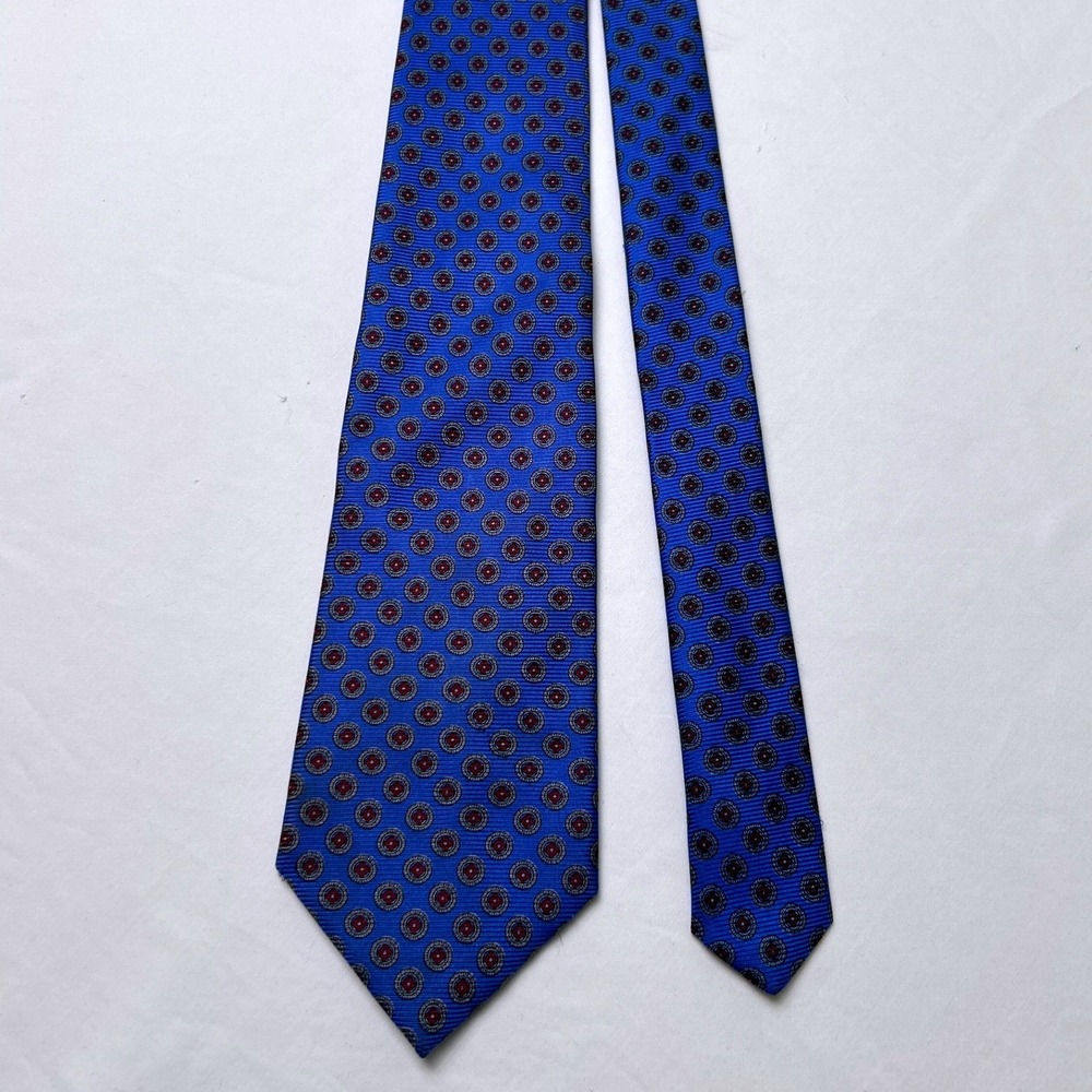 Leonardo Strelli Mens Medallion Silk Geometric Necktie OS Blue Formal Office